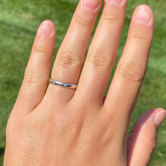 Benchmark Signed White Gold Natural Diamond Stackable Band - Picture 4 of 7